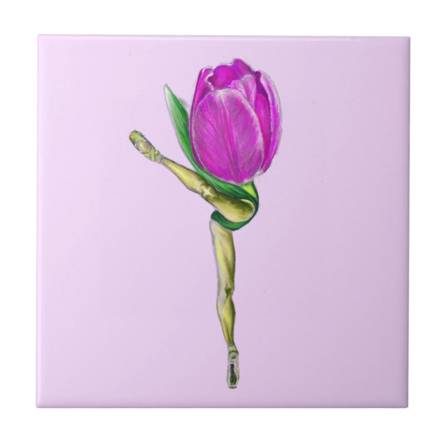 Ballerina Tulip Ballet Dancer Ceramic Tile Kakelplatta (Framsidan)
