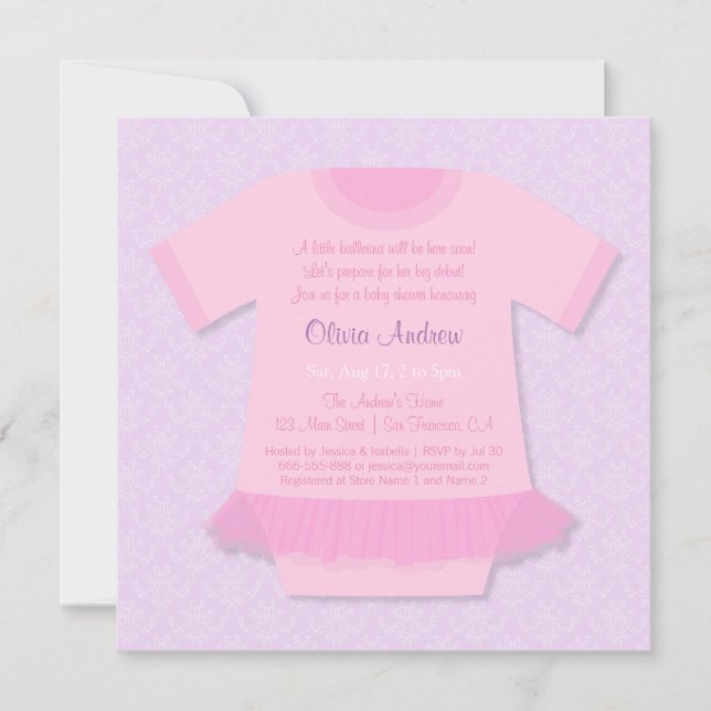 Ballerina Tutu Baby Girl Födelsedagsinbjudningar Inbjudningar (Framsida)