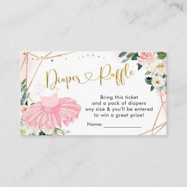 Ballerina Tutu Baby Shower Diaper Raffle Card Tilläggskort (Framsida)