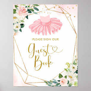 Ballerina Tutu Baby Shower Guest Bok-tecken Poster