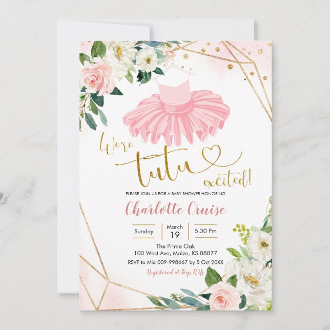 Ballerina Tutu Baby Shower-inbjudan Inbjudningar (Framsida)