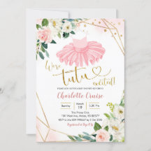 Ballerina Tutu Baby Shower-inbjudan