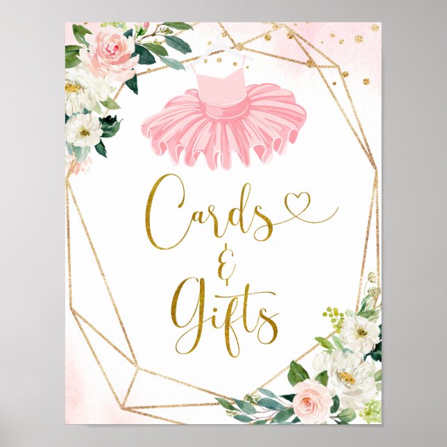 Ballerina Tutu Baby Shower-kort och presentkort Poster (Framsidan)
