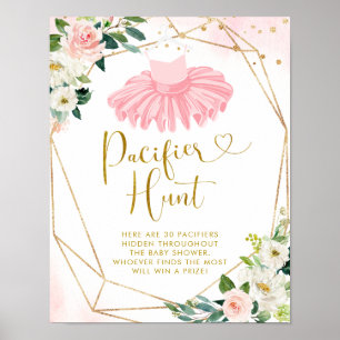 Ballerina Tutu Baby Shower Nappar Hunt Poster