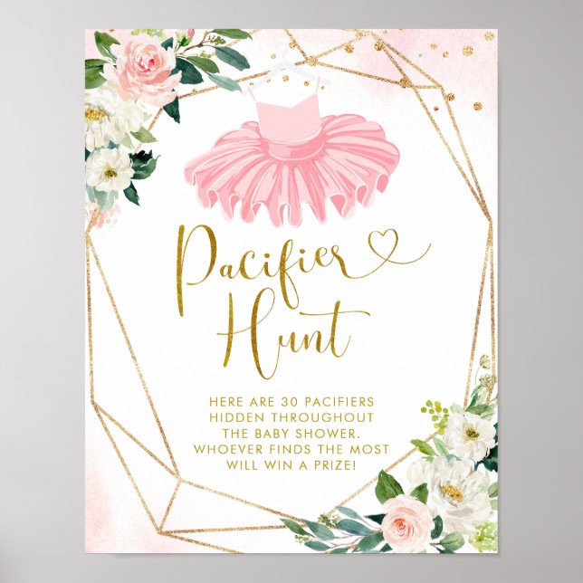 Ballerina Tutu Baby Shower Nappar Hunt Poster (Framsidan)