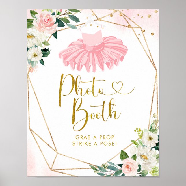 Ballerina Tutu Baby Shower Photo Booth-tecken Poster (Framsidan)