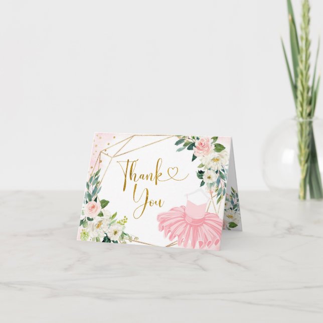 Ballerina Tutu Baby Shower Tack-mappat kort (Framsida)