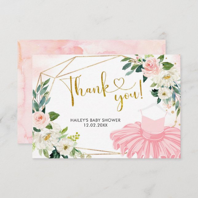 Ballerina Tutu Baby Shower - tackkort Tack Kort (Fram/baksida)