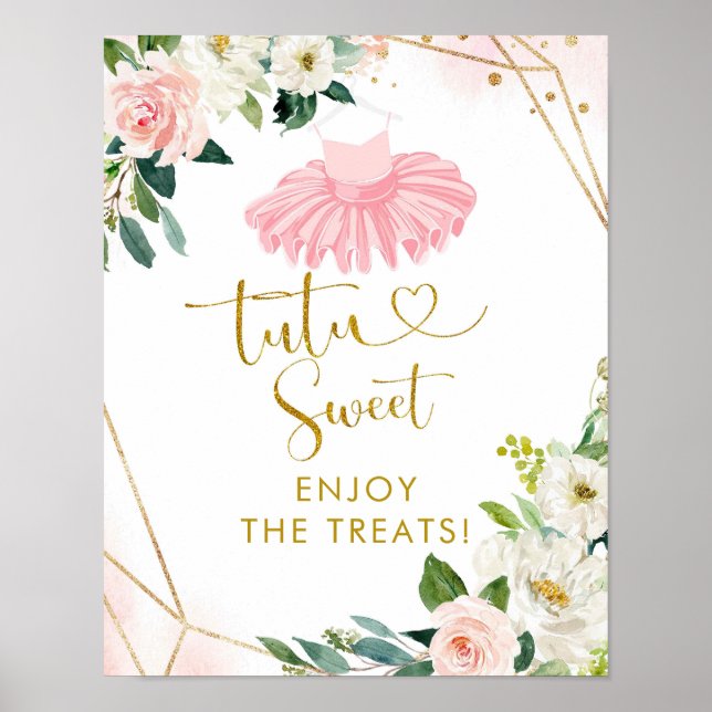 Ballerina Tutu Baby Shower Tutu Sweet Sign Poster (Framsidan)