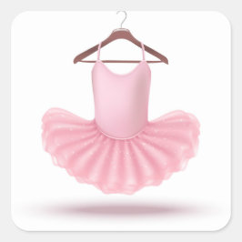 Ballerina Tutu Ballet Rosa Girly Elegant Söt Fyrkantigt Klistermärke
