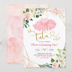 Ballerina Tutu Cute Första födelsedagsinbjudan Inbjudningar