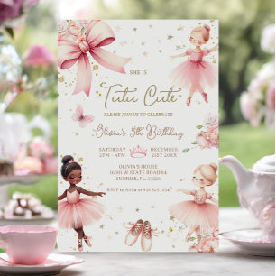 Ballerina Tutu Cute Rosa Bow Birthday bjudande Inbjudningar