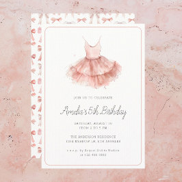 Ballerina Tutu Cute  Rosa Girly 5:e födelsedagen Inbjudningar