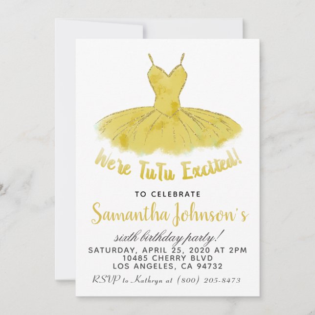 Ballerina TuTu-födelsedagsinbjudan Inbjudningar (Framsida)