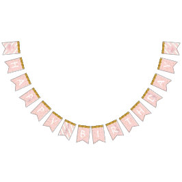 Ballerina Tutu Girl Rosa Guld Födelsedagsfest Deco Vimplar