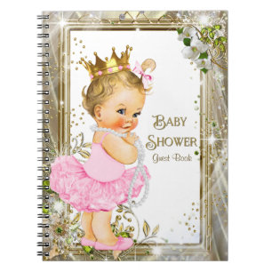 Ballerina Tutu Prinsessa Baby Shower Gästbok Anteckningsbok Med Spiral