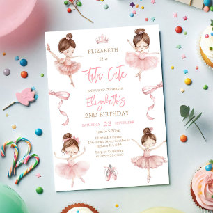 Ballerina Tutu Söt Rosa Balett Flicka Födelsedag Inbjudningar