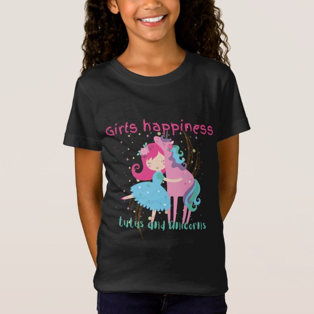 Ballerina/Unicorn Hooded Sweatshirt/T-shirt T Shirt (Framsida)