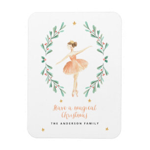 Ballerina vattenfärg botaniskt söt julbalja magnet