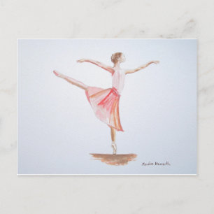 Ballerina vattenfärgsdancer vattenfärgsgiffer vykort