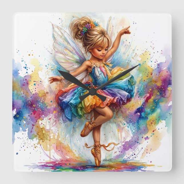 Ballerina Wall Clock Fyrkantig Klocka (Framsida)