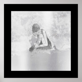 Ballerina Woman Body Silver Grått Wall Cement Poster