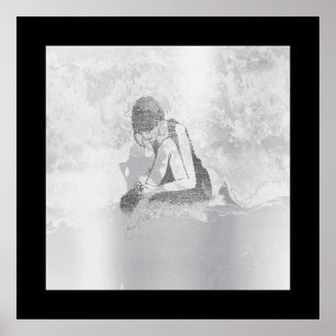 Ballerina Woman Body Silver Grått Wall Cement Poster