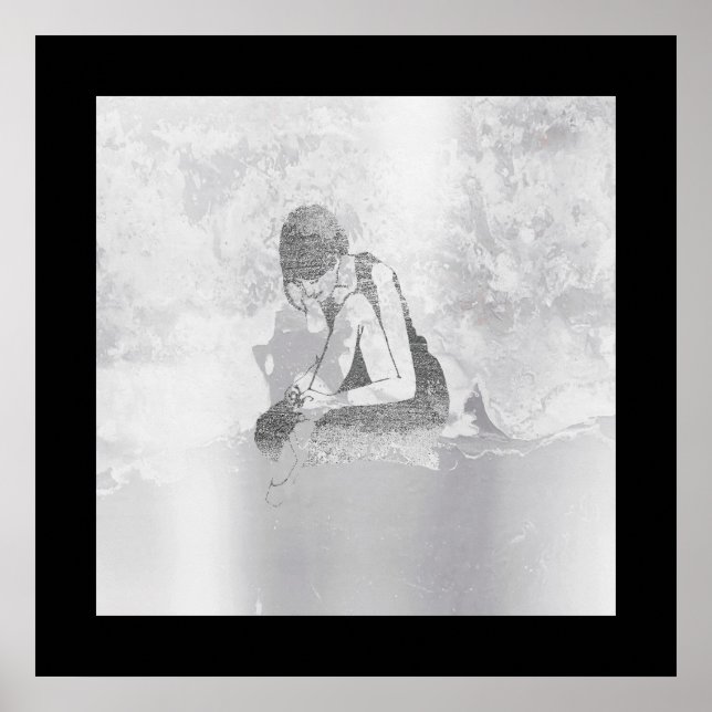 Ballerina Woman Body Silver Grått Wall Cement Poster (Framsidan)