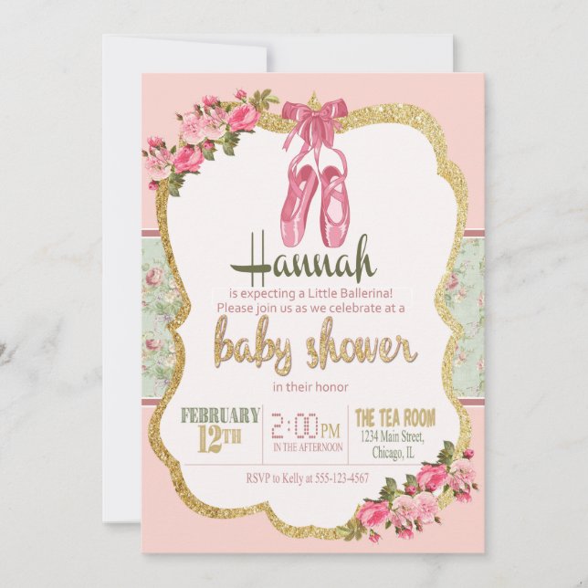 Ballerinababy shower inbjudningar (Framsida)