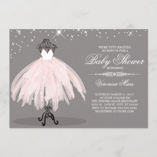Ballerinababy showerinbjudan, upphetsad tutu inbjudningar