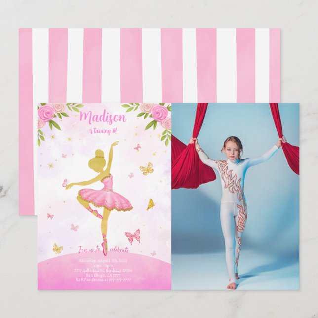 ballerinabiljet Invitation  Inbjudningar (Fram/baksida)