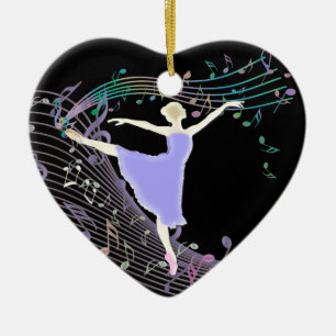Ballerinadans i fantasiregnbågemusik noter julgransprydnad keramik