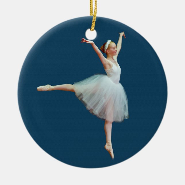 Ballerinadans på blåttprydnad julgransprydnad keramik (Framsidan)