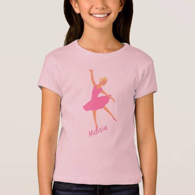 Ballerinaen i rosa Tutu tillfogar namn T-shirt (Framsida)