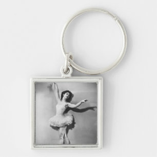 Ballerinaen-pointe B&W Fyrkantig Silverfärgad Nyckelring