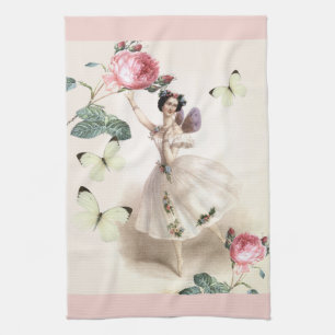 Ballerinafe med rosa gränser kökshandduk