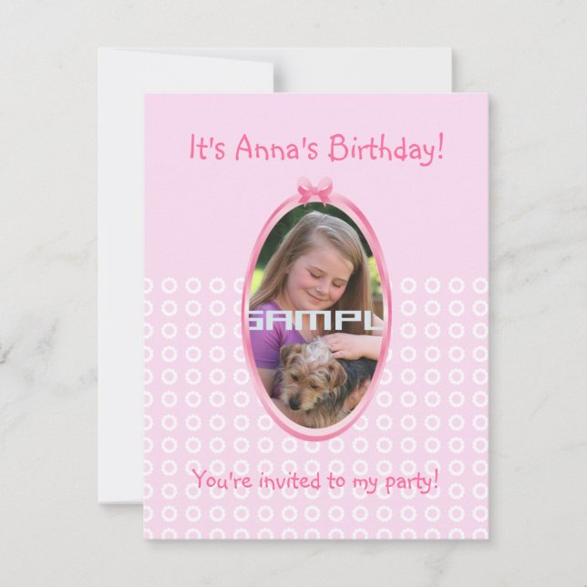 Ballerinaflickafödelsedagsfest inbjudan (Framsida)