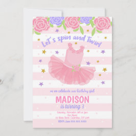 Ballerinafödelsedaginbjudan/Tutuinbjudan Inbjudningar