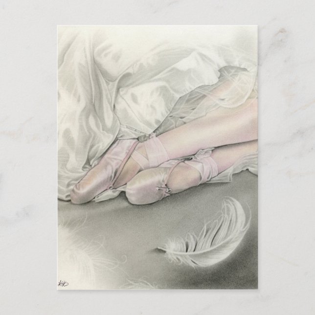 Ballerinansk dans på vykortet svan vykort (Framsida)