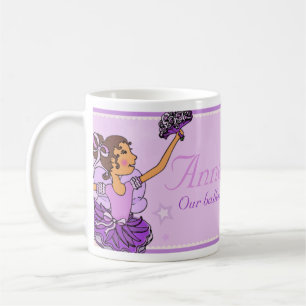 Ballerinaprincesslilor och flickamugg för mörkt kaffemugg