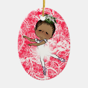 Ballerinas African American Girls Adworthy Julgransprydnad Keramik