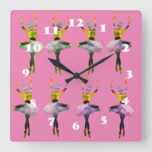 Ballerinas Ballet Dancers Fyrkantig Klocka