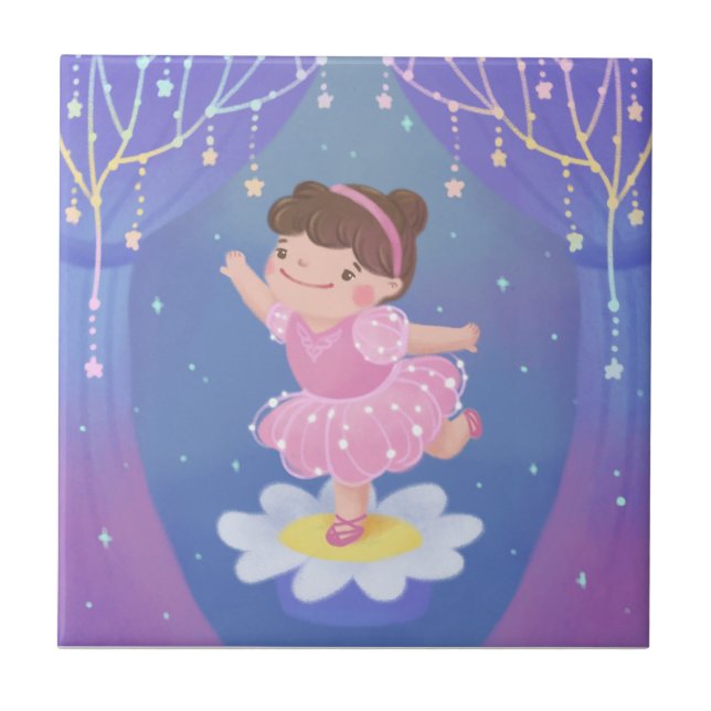 Ballerinas Dröm Fantasi Illustration Kakelplatta (Framsidan)