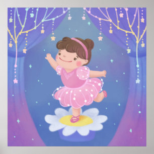 Ballerinas drömmar fantasiillustration poster