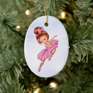 Ballerinas Rosa, Lila Söt Ballet Jul Julgransprydnad Keramik