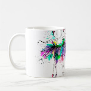 Ballerinas vattenfärgsilhuetter. Ljusspray Kaffemugg
