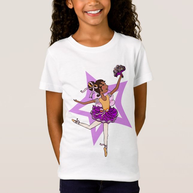 Ballerinastjärna i rosor med bästa svart hår tee shirt (Framsida)