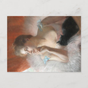 Ballerine avec un chatta Pierre Carrier-Belleuse Helg Vykort