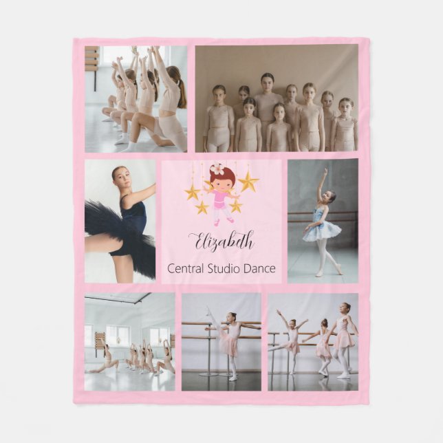 Ballet 7 Photo Collage Rosa Fleecefilt (Framsidan)