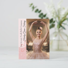 Ballet Autografkort Blush Rosa Glitter Foto Vykort